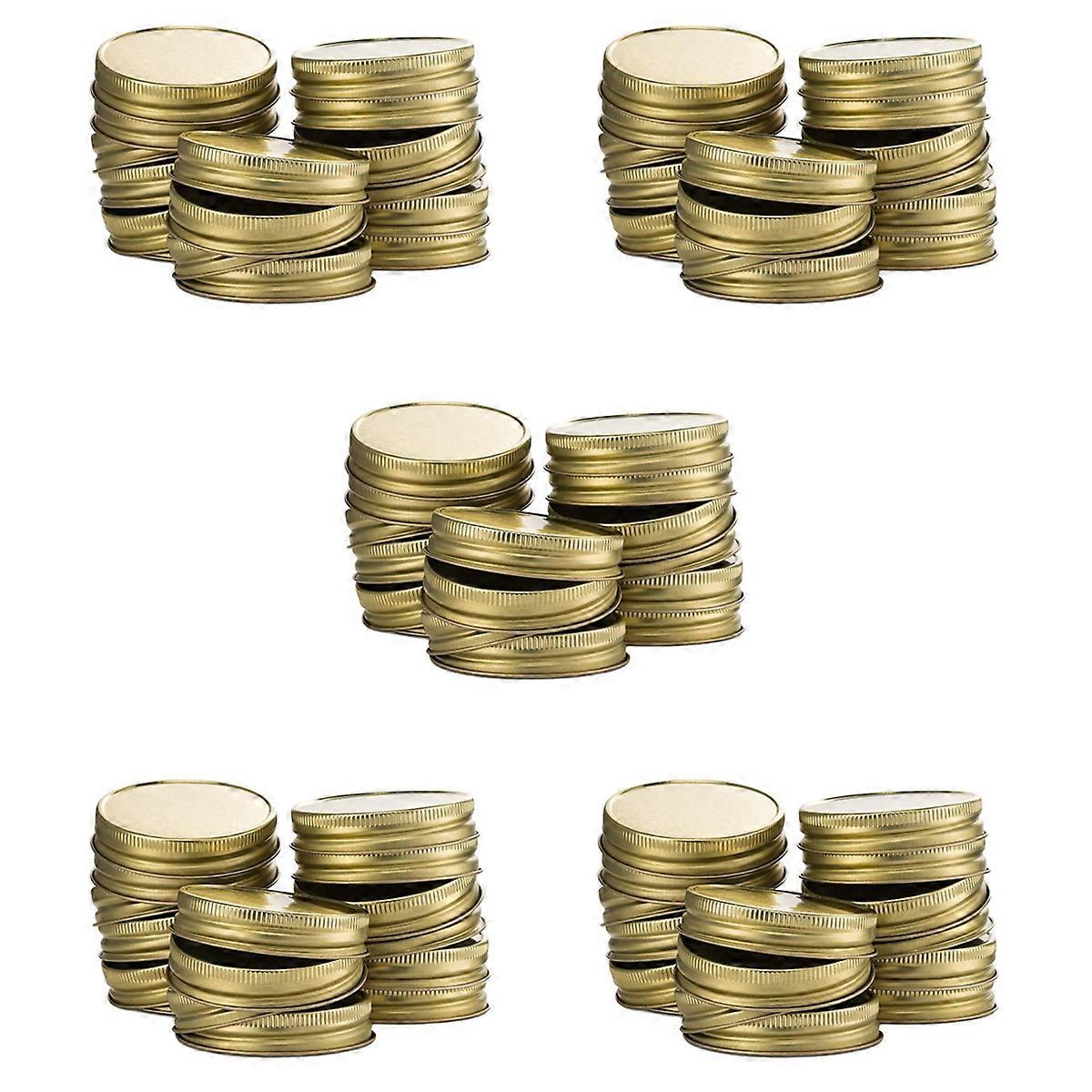 120 Packs Jar Lids Regular Mouth Leak Proof Secure Storage Solid Caps (Gold)