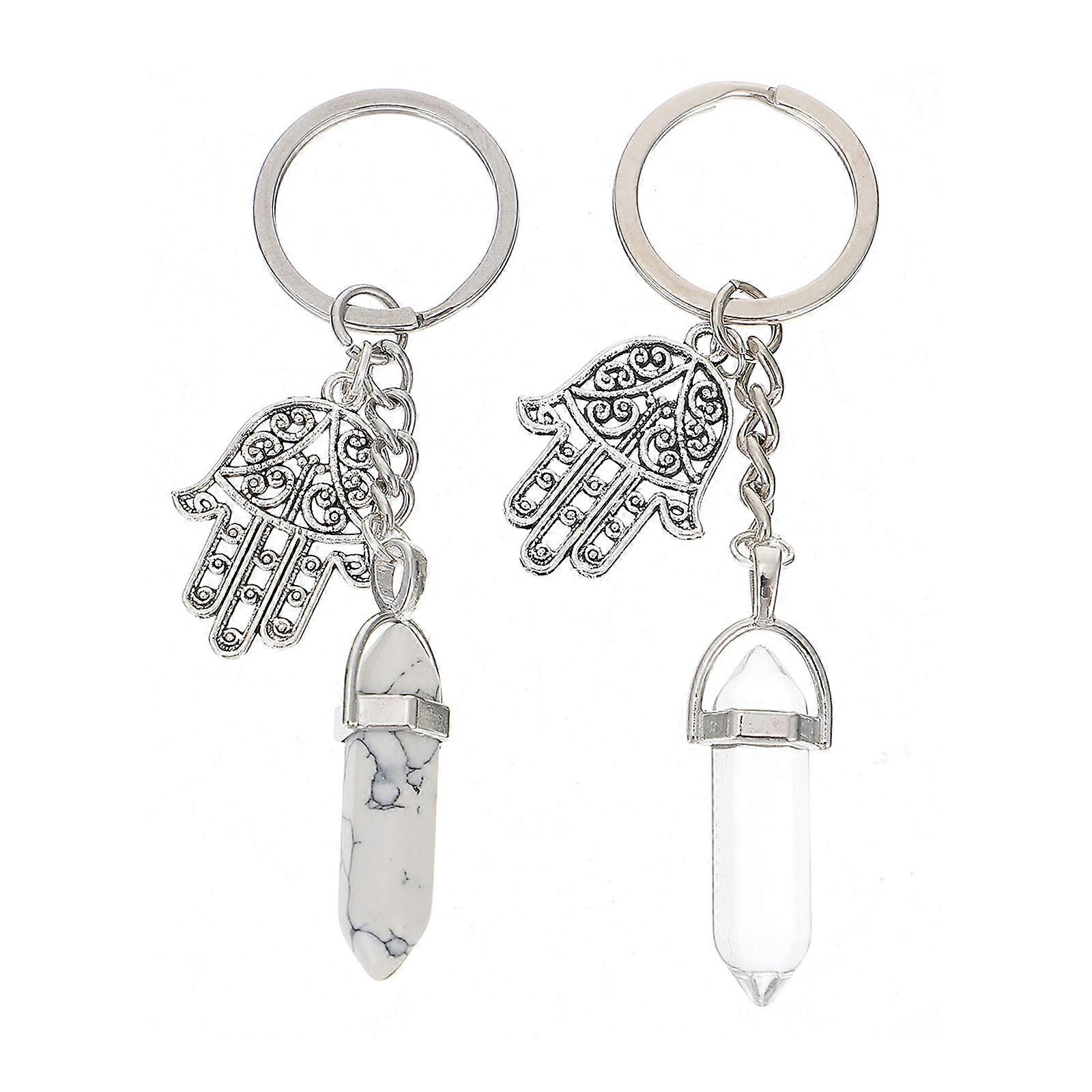 Elegant Natural Stone Pendant, Fashionable Hexagonal Shape for Keychains