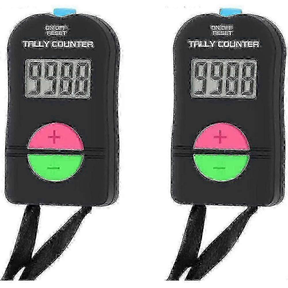 2 Pcs Electronic Counter, Digital Hand Tally Counter Electronic Manual Clicker With Lanyard Add Subtract Model Edition 0724