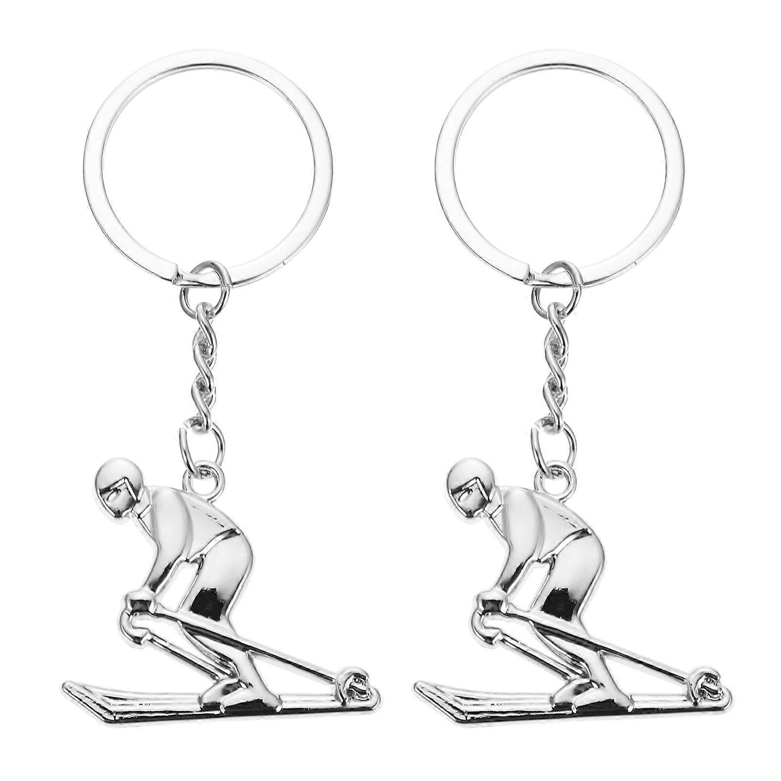 Winter Ski Elements Design Decorative Key Chains for Ski Lovers and Snowboarding Enthusiasts 2pcs