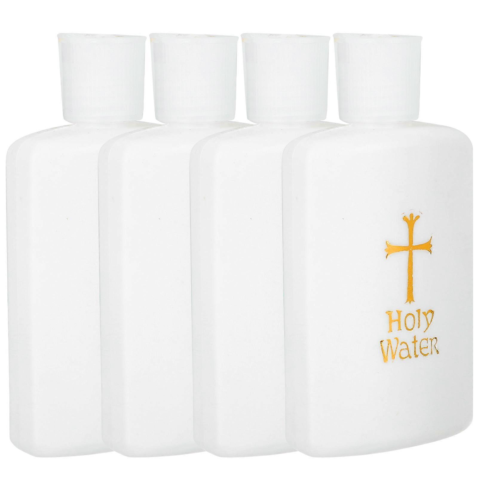 4pcs Decorative Holy Water Bottles with Cross Design Portable Catholic Blessing Font for Daily Use, Church & Wedding Decor
