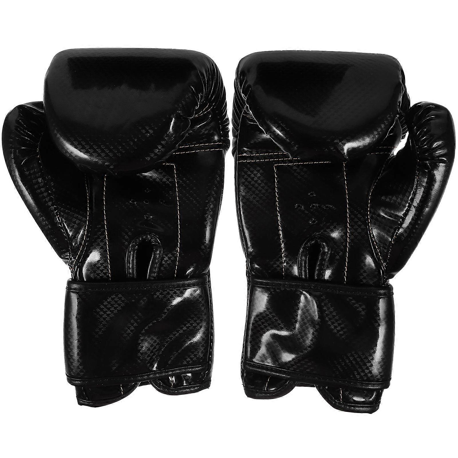 Boxing Gloves Training Pair Black Ergonomic Design For Adults With Shock Absorption