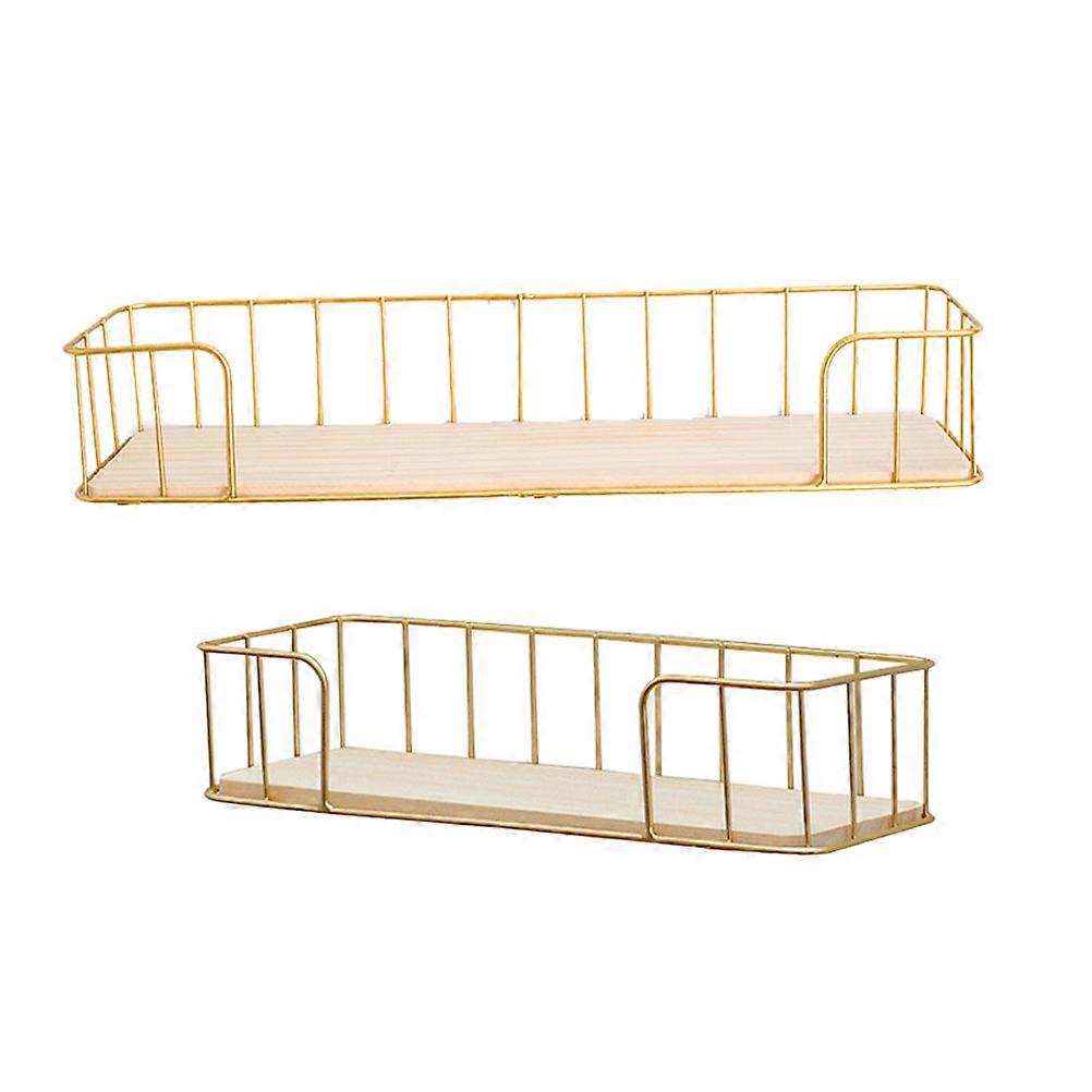 Golden Iron Plant Shelf for Decor with Rectangular Shape and Enough Space to Hold Flower Pots 2pcs