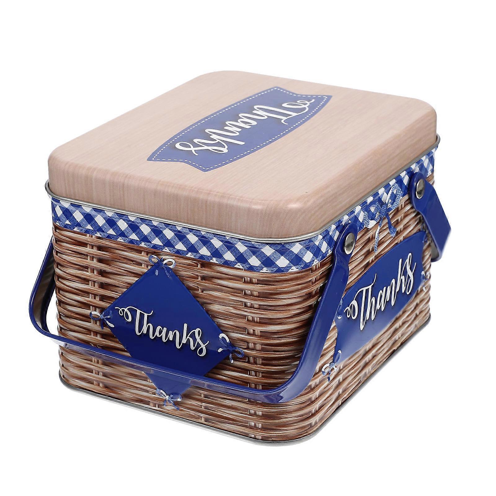 Rectangle Cookie Box Metal Pastry Box Gift Tin Iron Food Container Metal Cookie Container