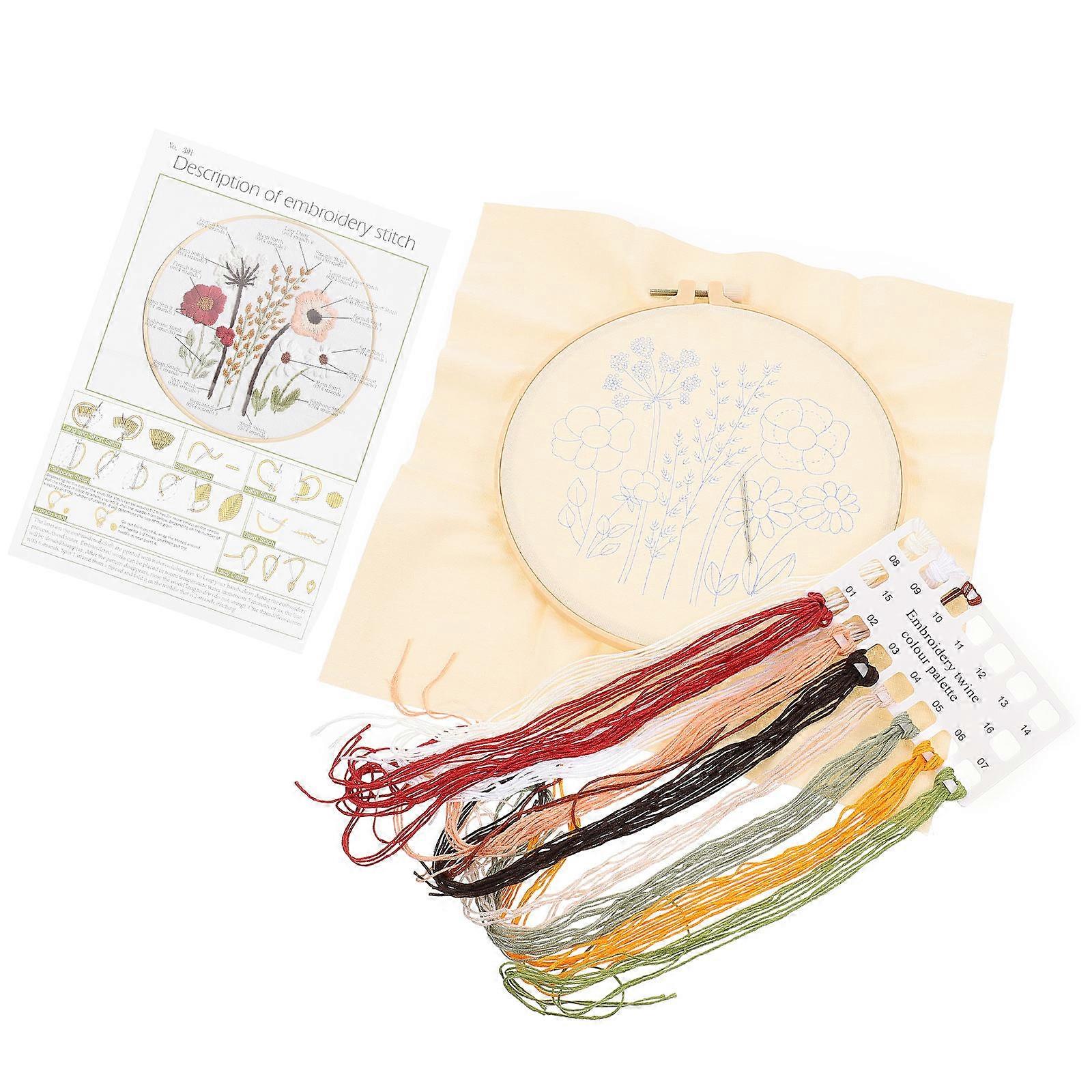 Craft Your Own 1 Set Flower Pattern DIY Embroidery Kits Ideal For Beginners 20x20cm Engaging Fun For All Ages