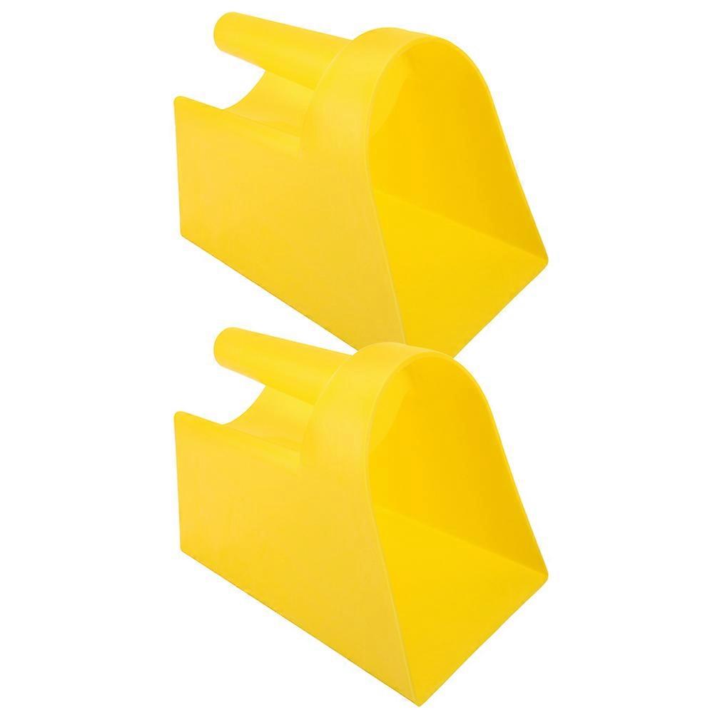 Sturdy 2Pcs Feeding Large Feed Scoop For Breeding 20.00X18.00X14.50CM Flat Bottom Yellow Comfortable Grip