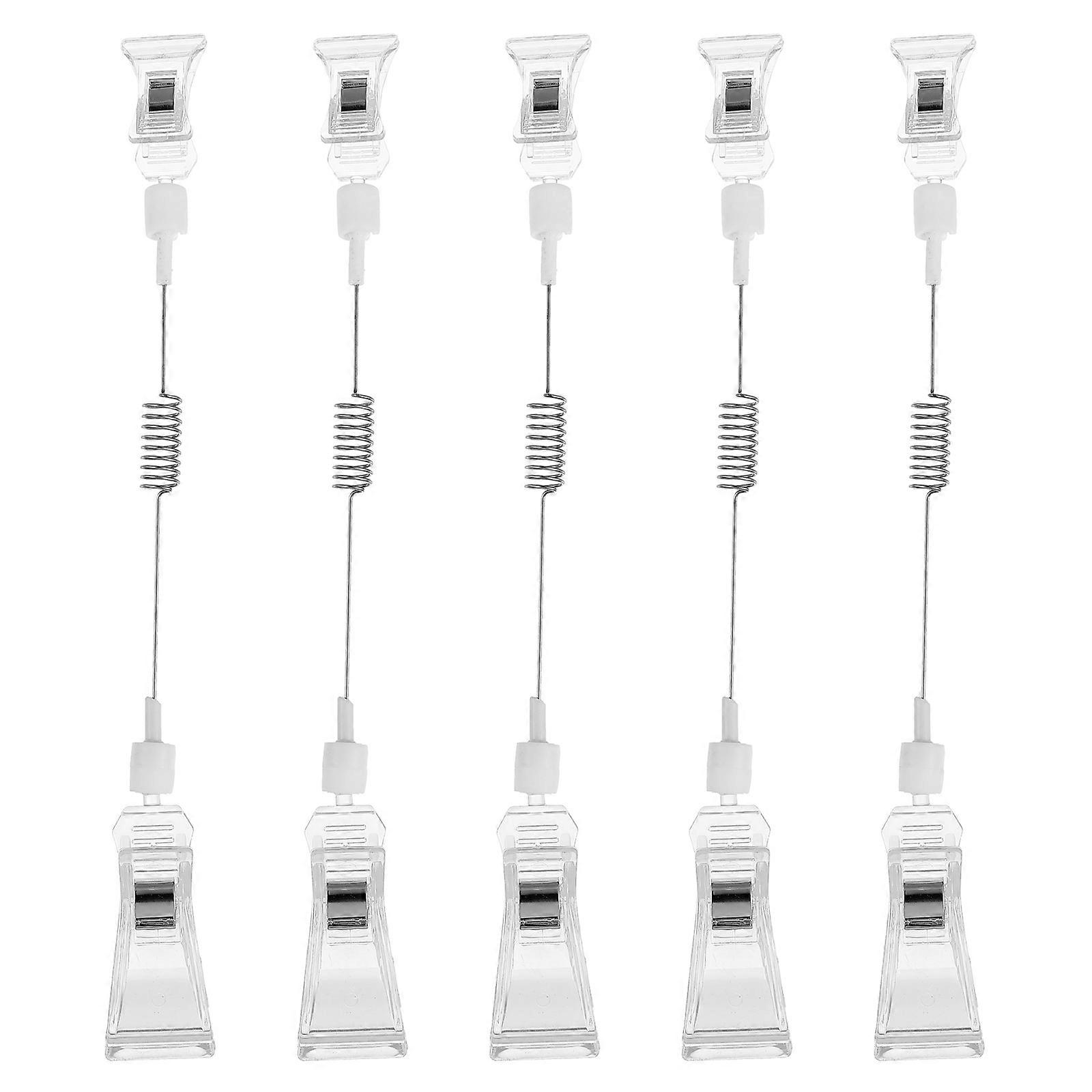 5Pcs Transparent Dual-Head Clip For Display Advertising Tags Suitable For Business Exhibition Or Retail Stores Use