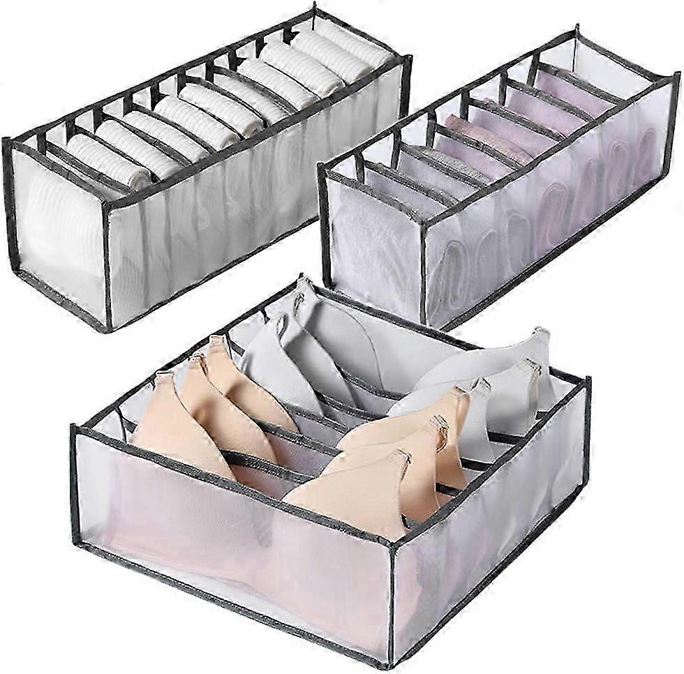 Underwear Drawer Organizer with 3 Bras and Socks Organizer - Foldable Storage Solution