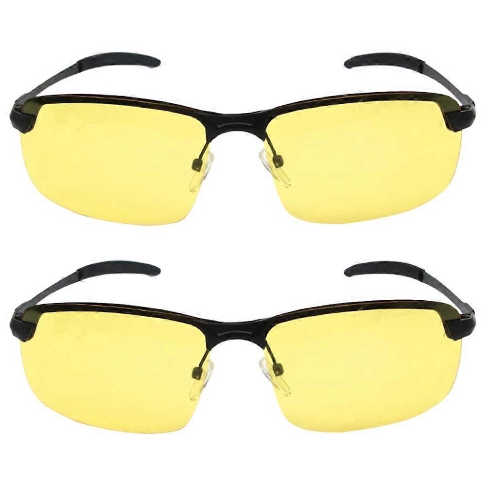 Men Sunglasses Polarized Square Frame for Driving 2Pcs Night Use