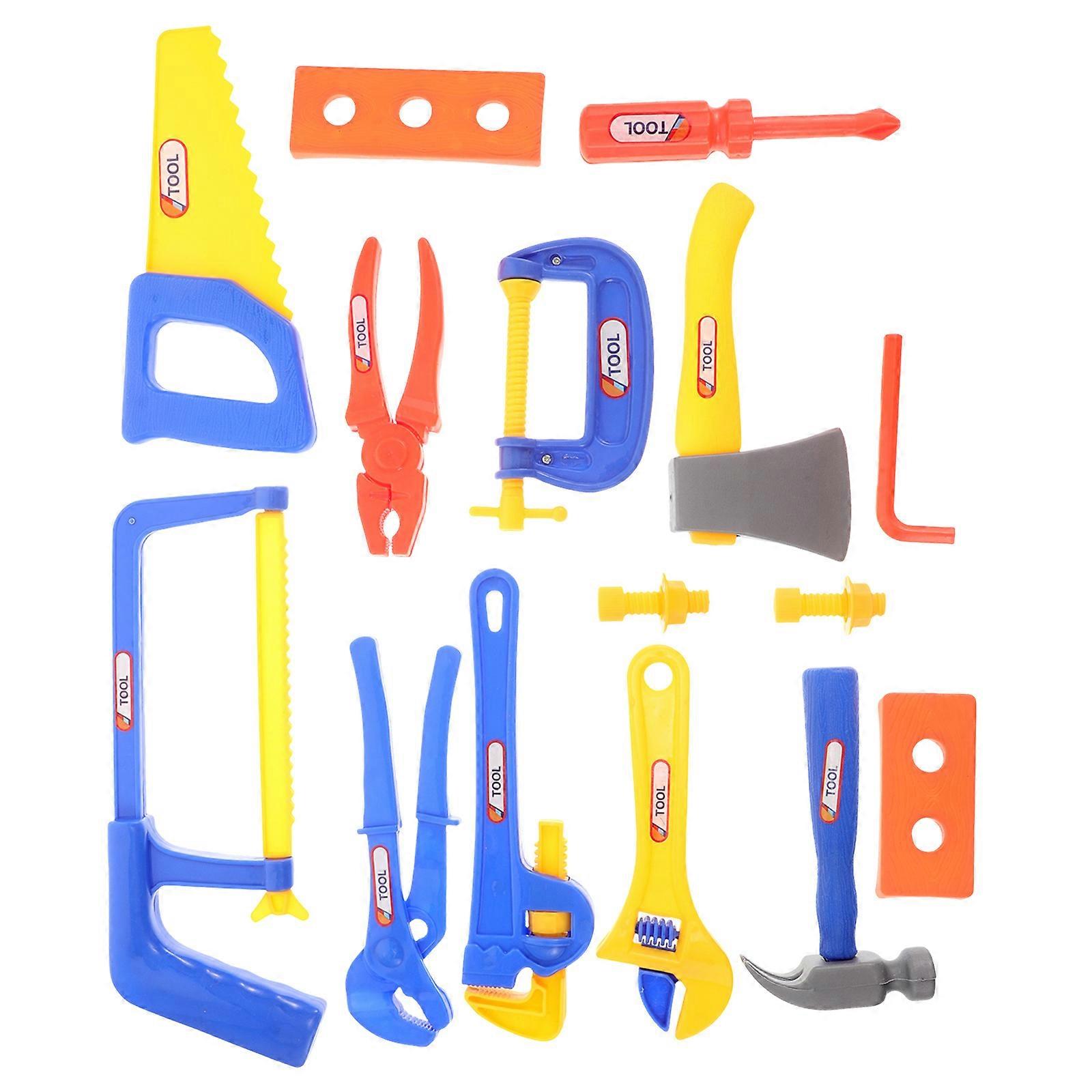 15Pcs Kids Construction Toy Set Assorted Color Role-Playing Tools For Boys Ages 3-7 Hand-Eye Coordination Development