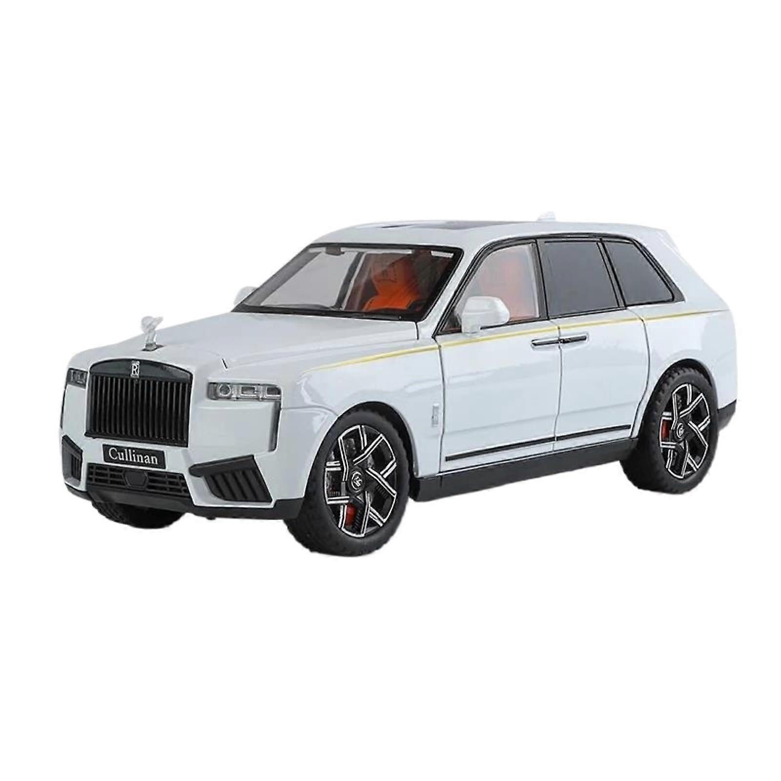 Diecast Car 1:24 for RollsRoyce Cullinan SUV Alloy Diecast Model Decorative Trendy Ornaments Scale Car Model Miniature Car Model (White Box)