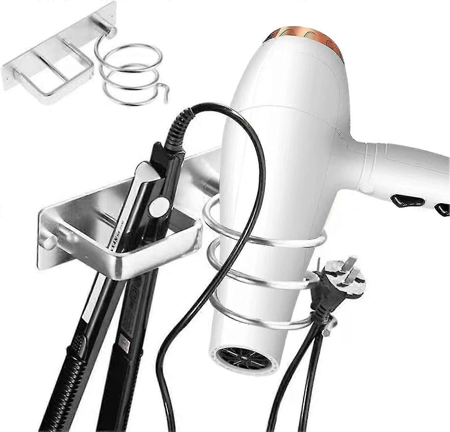 Support de sèche-cheveux Argent Aluminium Mural Sèche-cheveux