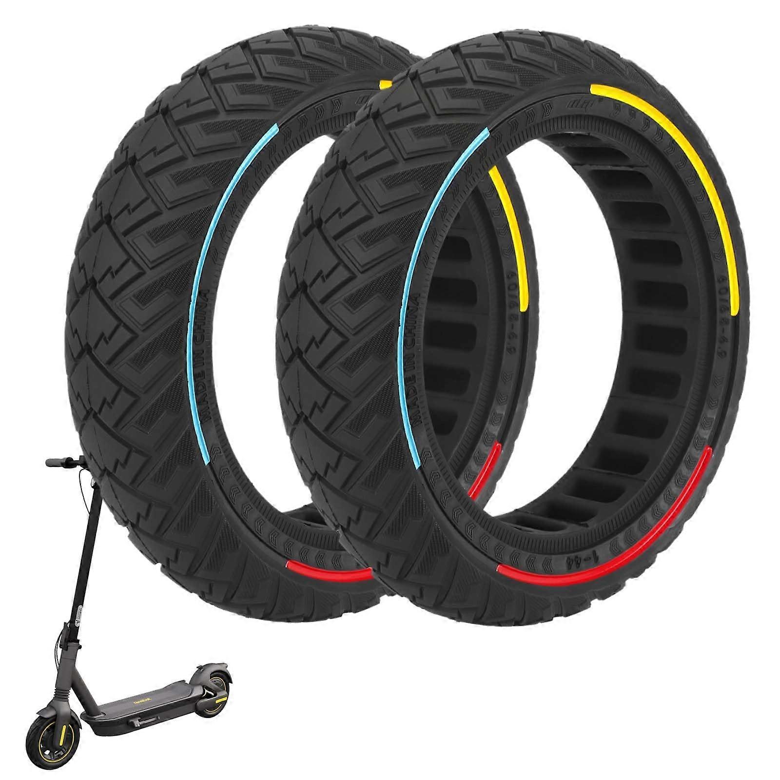 60/656.9 Solid Rubber Tyres for Ninebot Max G2 G2D G2E G65 Scooter 10 Inch Rear Wheels Replacement Accessories (TriColour2)