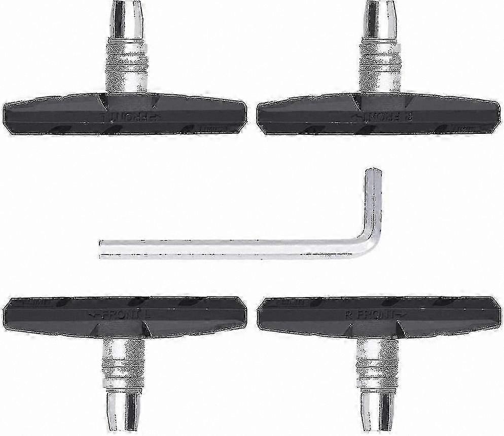 Bicycle Brake Pad Set with Hex Nuts - 2 Pairs of V-Brake Blocks for Cycling