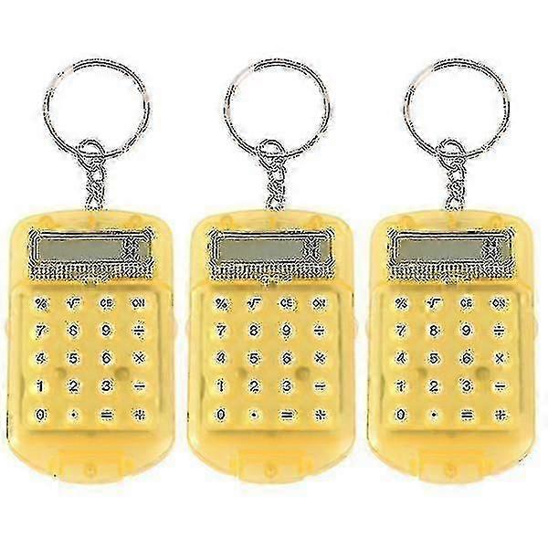 2024 3pcs Mini Key Ring Shaped Calculator Electronic Calculator Portable Calculator For Kids Students Test(random Color)