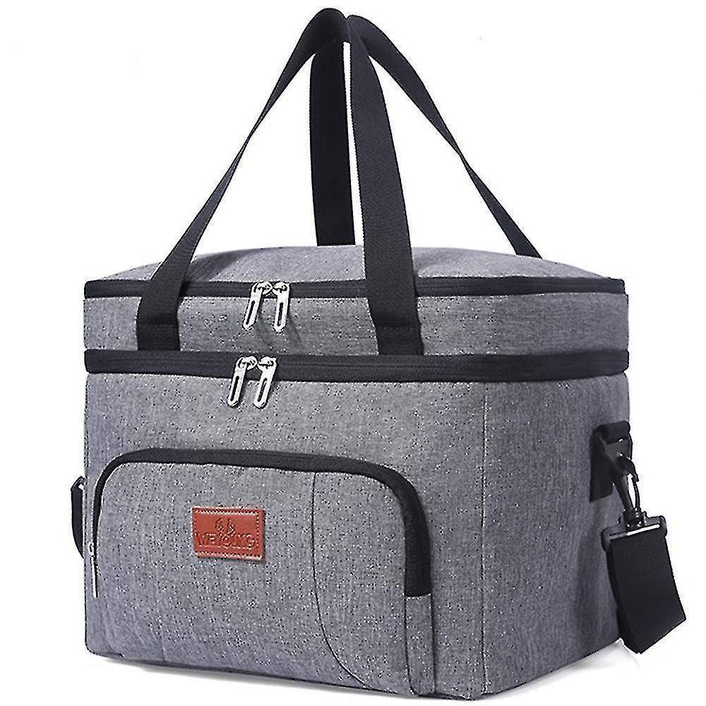 Large Capacity Double Layer Picnic Bag Cold Fresh Shoulder Handbag