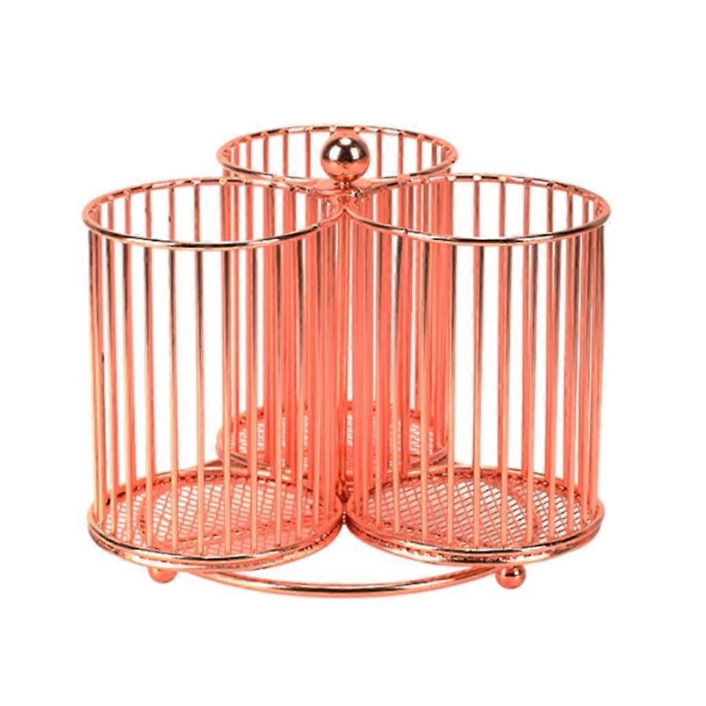 Kreative Rose Gold 3-Grid/4-Grid Rotatable Desktop Mesh Pen Holder Organizer for Office and Home Use