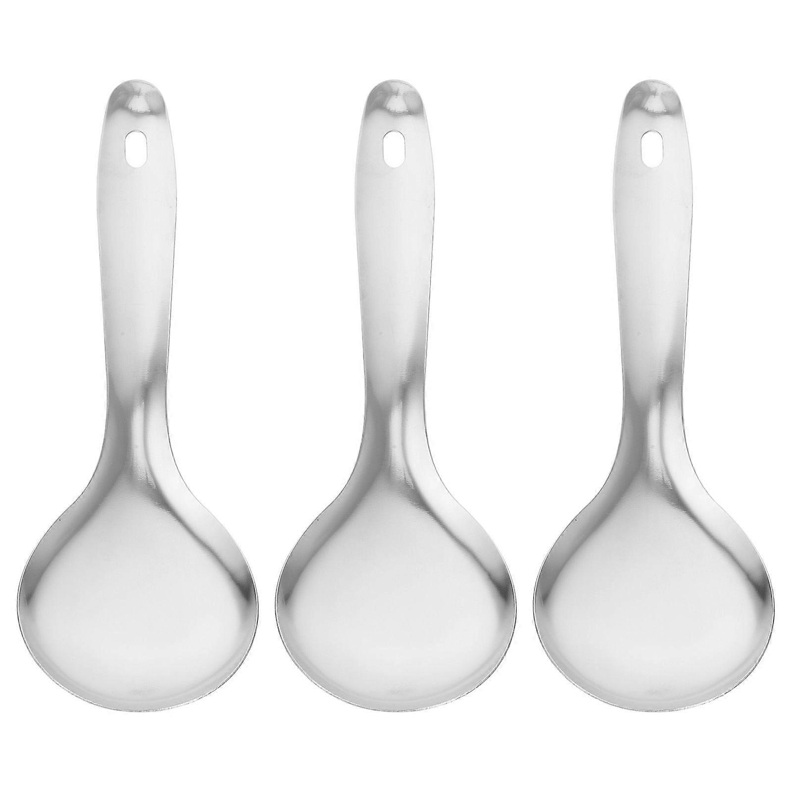 3Pcs 스테인레스 스틸 밥 숟가락 간단한 숟가락 요리 숟가락 주방 가제트
