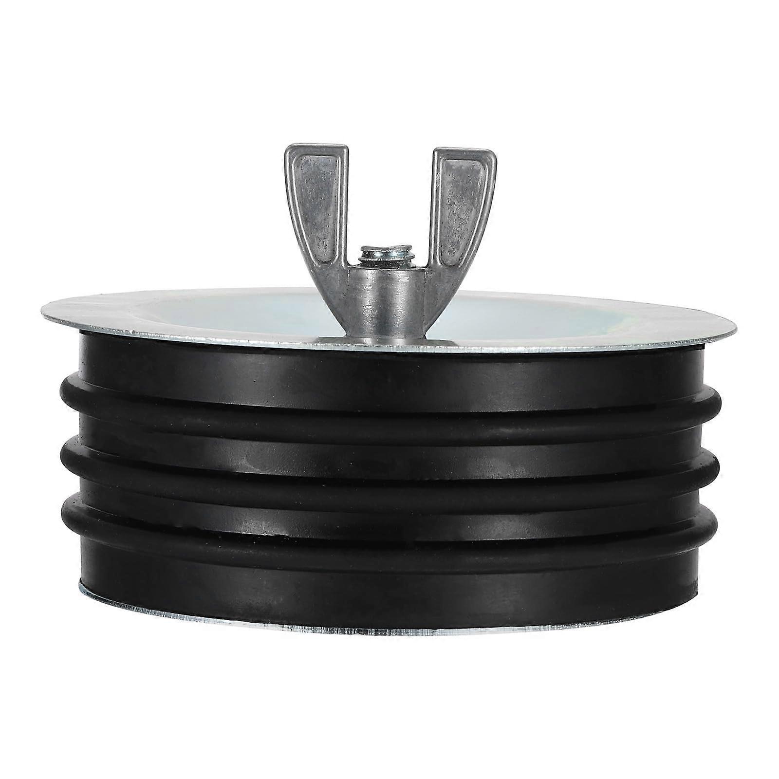 4 Inch Sewer Cleanout Cap, Steel Mechanical Test Plug Expansion Pipe Cover, Durable Fit for Most Pipes Sink Pools, Black