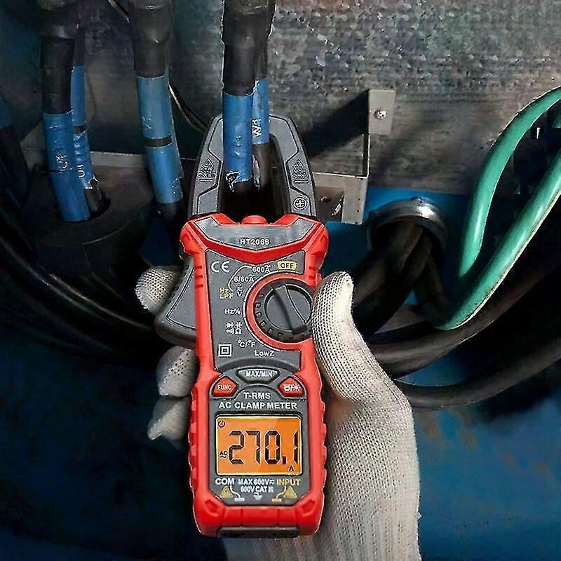 6000-Count TRMS Clamp Meter, AC/DC Voltage Current Temperature Resistance Capacitance Diode Continuity Tester