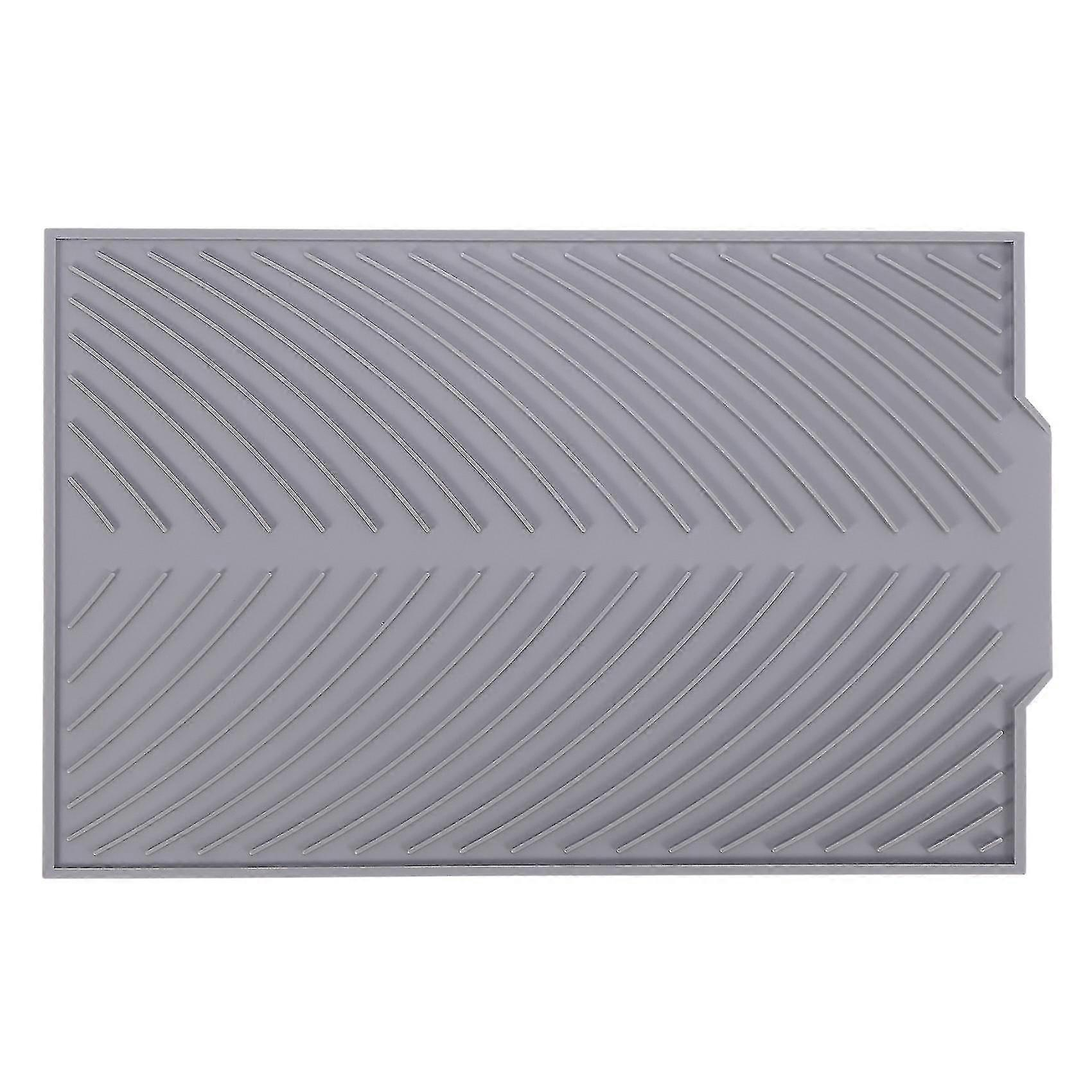 Silicone Dish Drying Mat with Flume Folding Draining Feature - Heat Resistant Rectangle Pad