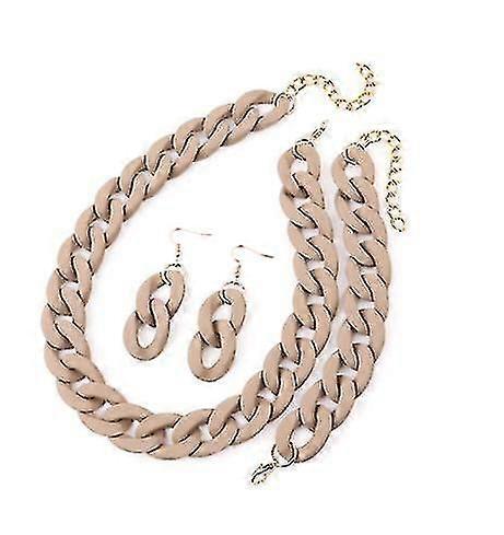 Conjunto de brincos de colar de corrente longa de acrílico para mulheres - Colares de pingente de colar de corrente de resina colorida