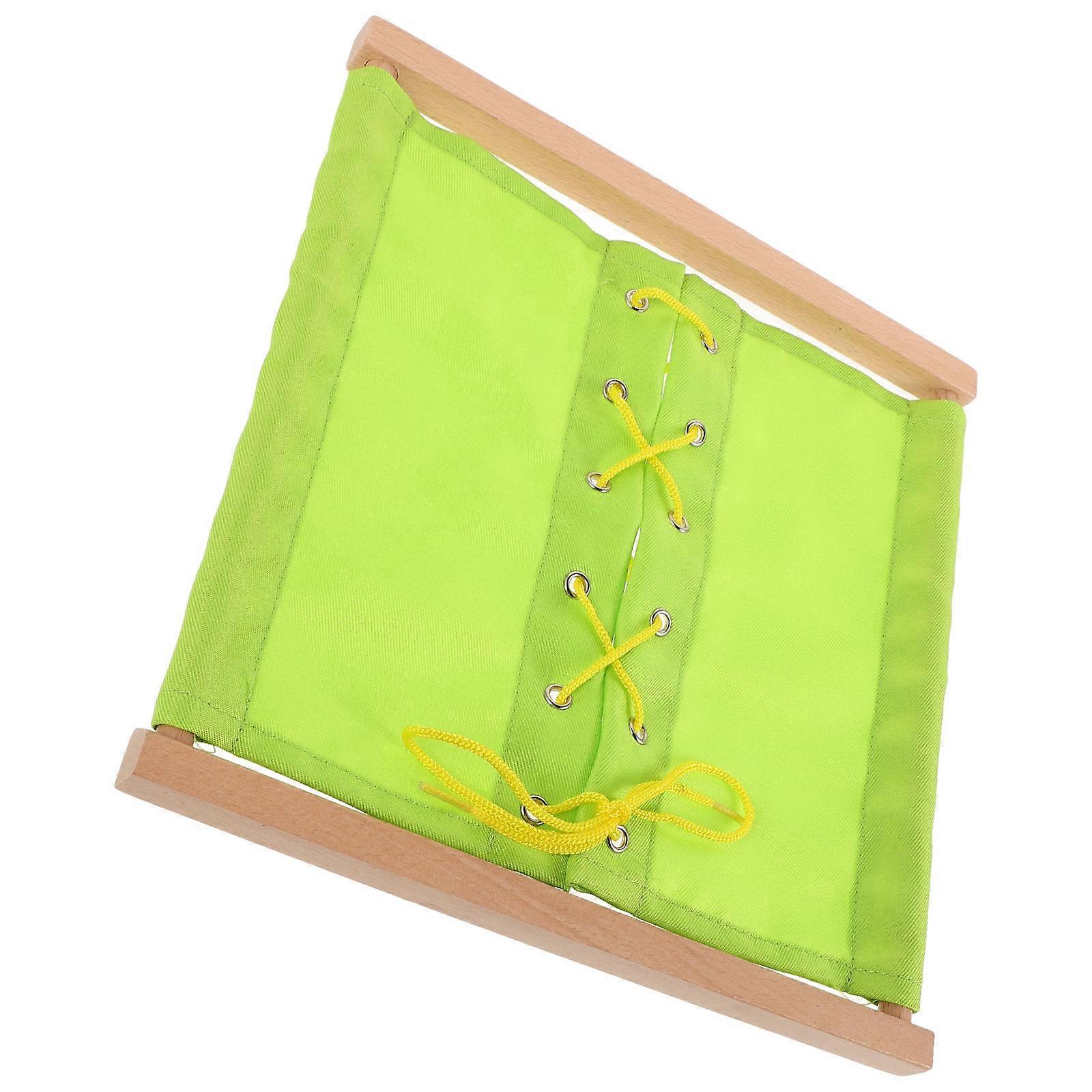 Portable Lacing Toy for Kids to Learn Tying Shoes Educational Kids Toy with Wood and Cloth 6.5x4.5 Inches