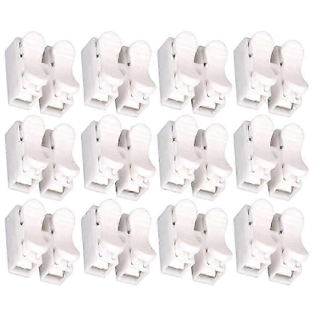 100pcs CH2 2P Spring Wire Quick Connector Terminal Block 1.95x1.7cm White for Electrical Wiring