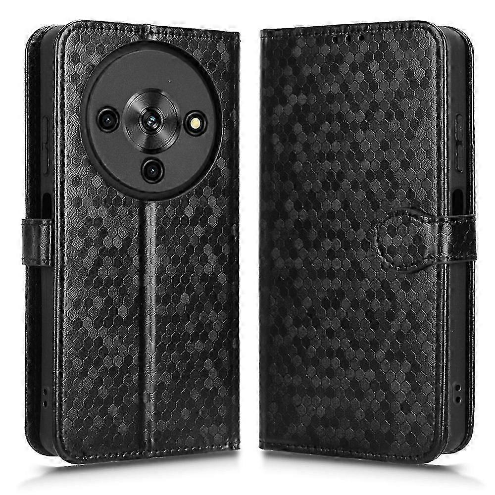 ZTE Blade A76 5G PU Leather Phone Case with Dot Pattern & Wrist Strap - Dark