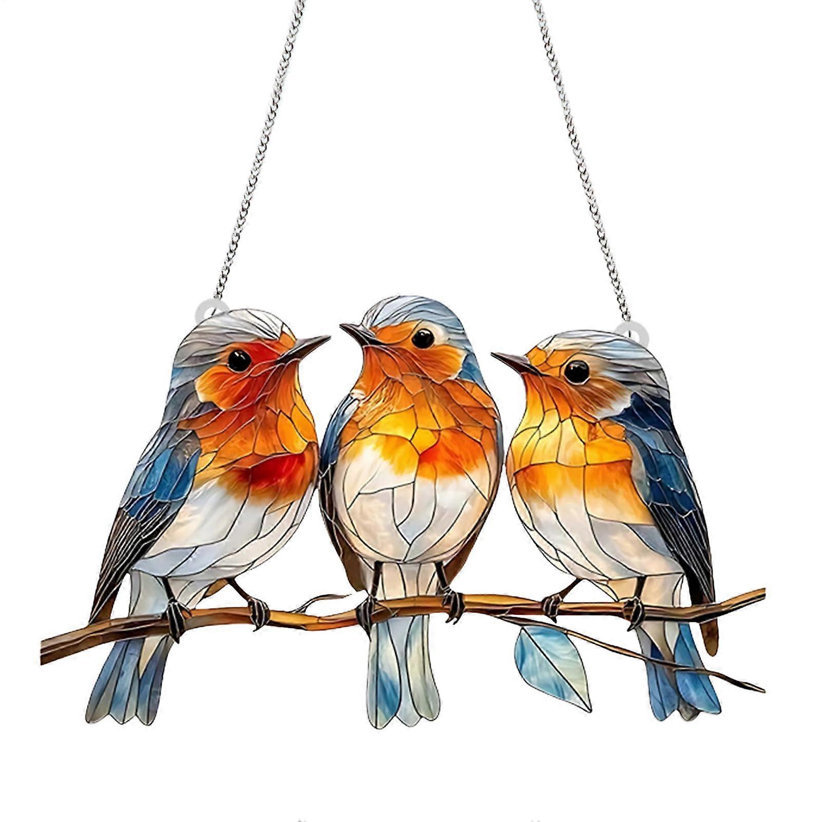 Acrylic Bird Ornament 2D Flat Sun Catcher, Hanging Yard and Patio Decor for Garden and Window, Brightens Spaces