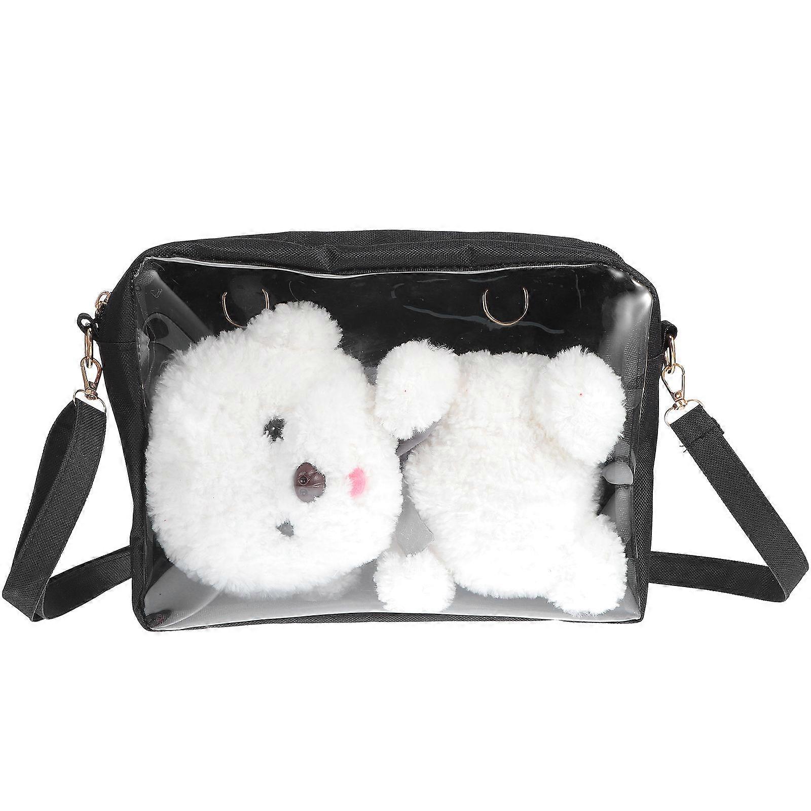 Black Clear Shoulder Bag for Women's with Adjustable Strap and Zipper Closure Oxford Cloth Large Capacity