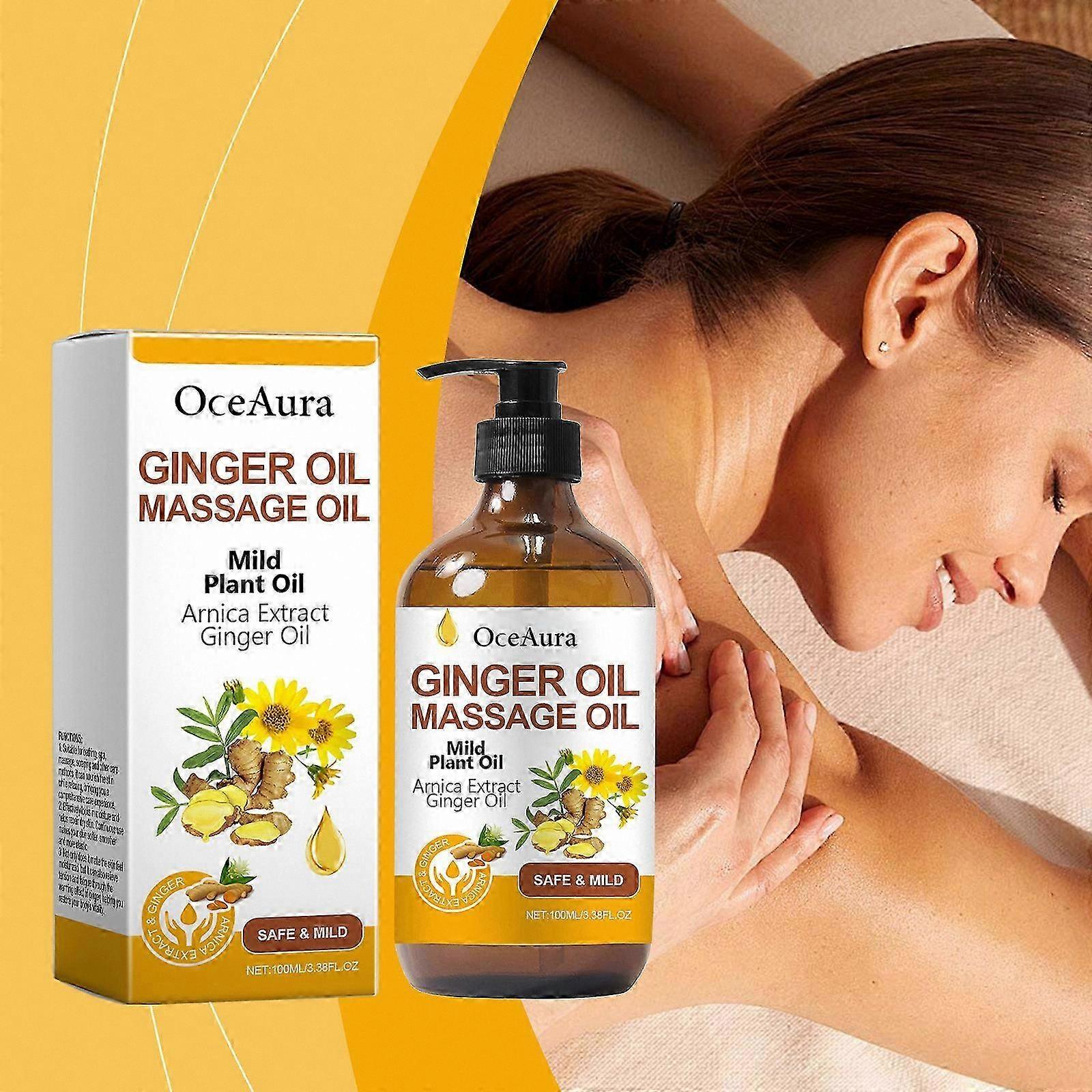 Warming Ginger Massage Oil for Lymphatic Support, Relaxing Sore Muscle Relief, Natural Arnica Infused Skin Oil