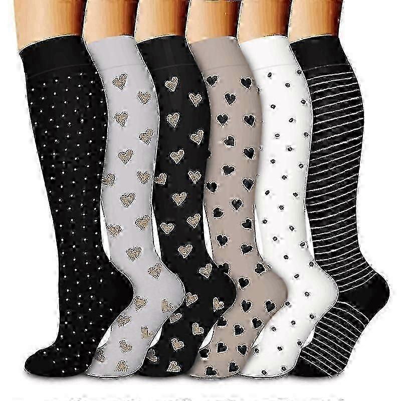 6-Pair Compression Socks Set for Men and Women - Optimal Support for Running and Athletic Activities