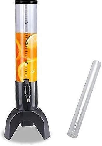 Beer Dispenser 1.5L Transparent Beverage Tower with Colored Lights and Detachable Ice Tube, Black and Yellow Color Options