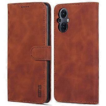 AZNS para Oppo Reno8 Lite 5G a prueba de caídas teléfono Wallet Case Stand PU Cubierta de cuero del teléfono con TPU suave 