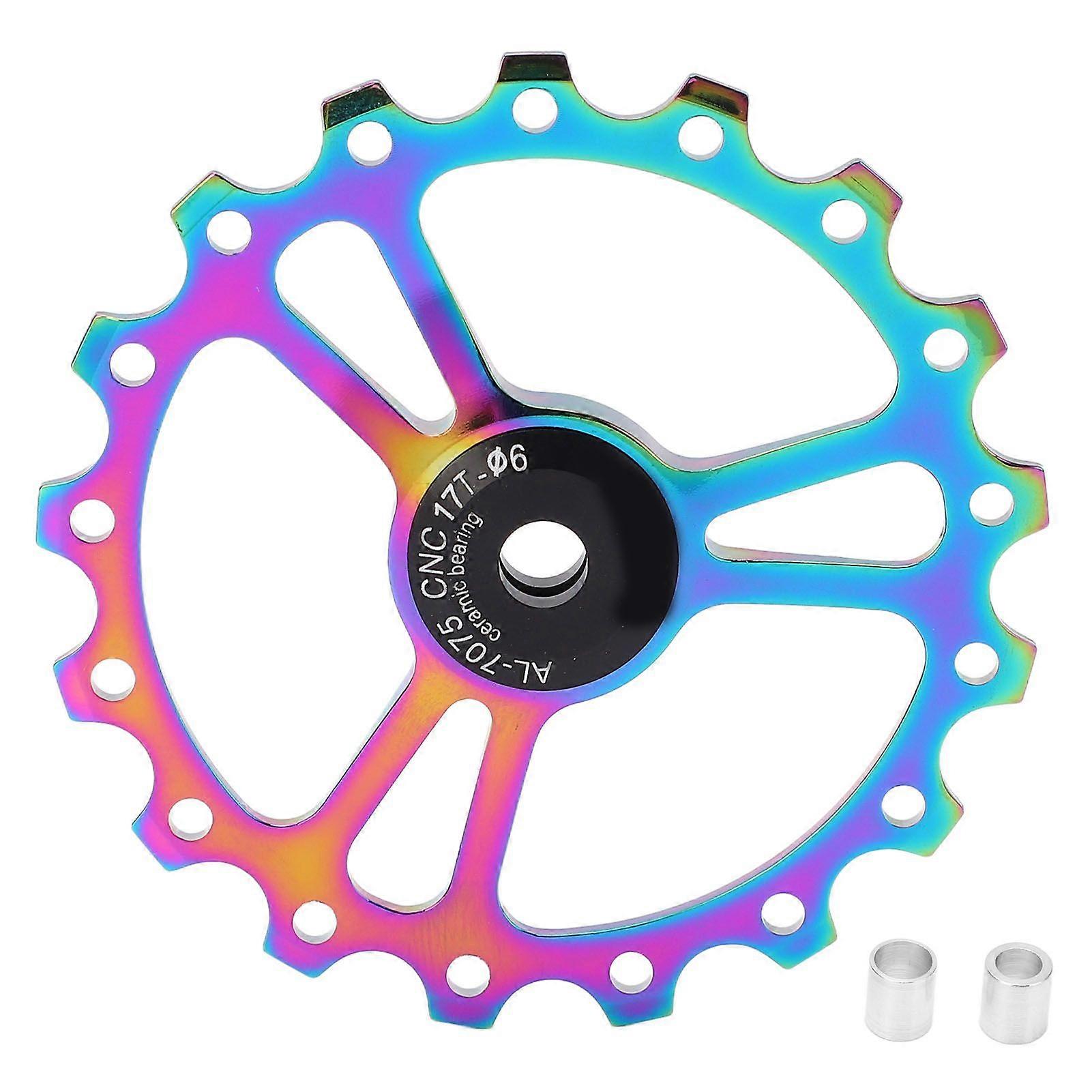 MEIJUN 17T Ceramic Rear Derailleur Guide Wheel Aluminum Alloy Rear Derailleur Pulley Wheel for Road Mountain BikeSeven Color