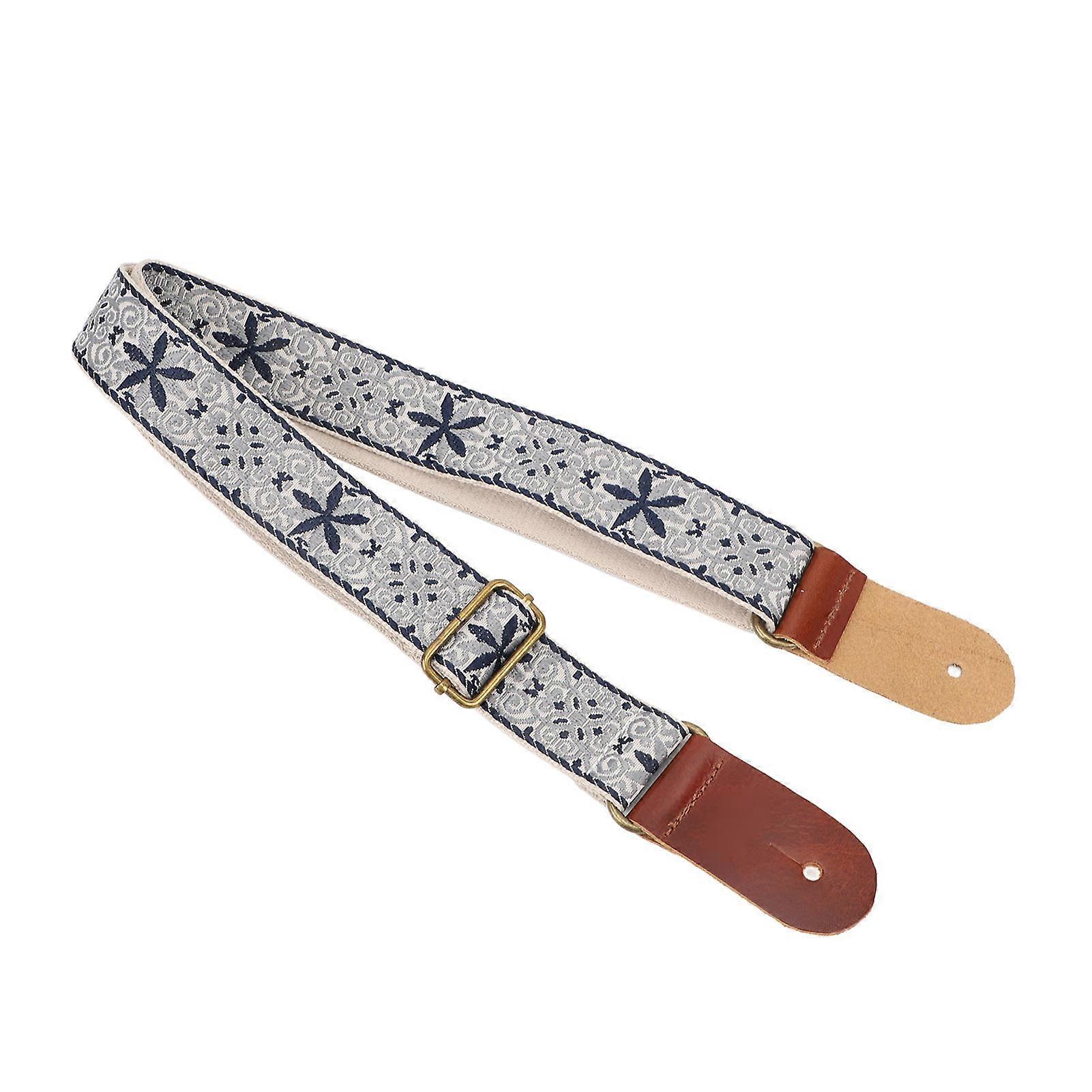 Ukulele Strap Retro Embroidery Adjustable Metal Buckle Style 2