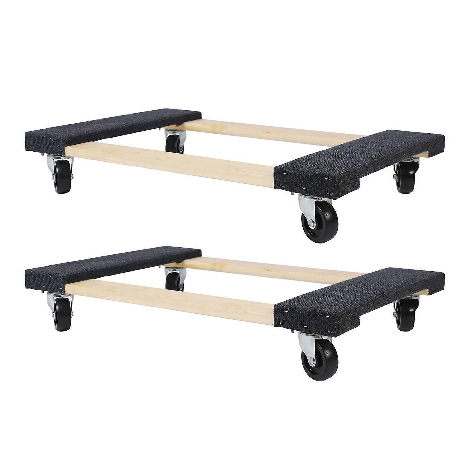 2 Set robuste rostfreie Hartholz-Möbelwagen mit Teppichplatte