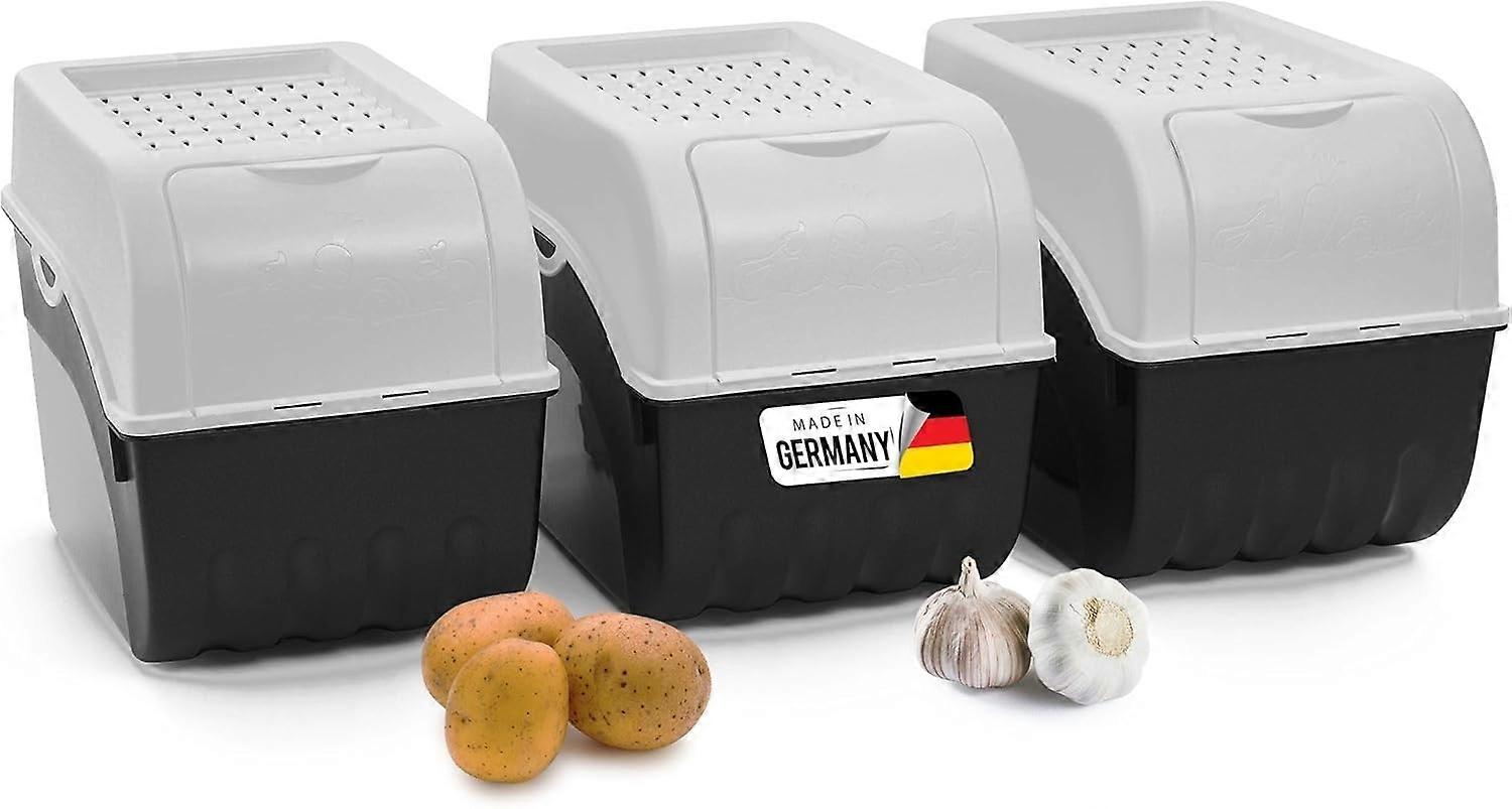 Kartoffel Aufbewahrungsbox | 3x groß 9L | Weiss | Kartoffelbox | Gemüsebox stapelbar Zwiebelbox Kartoffelkorb Obstbehälter Kartoffelkiste Zwiebel Aufb