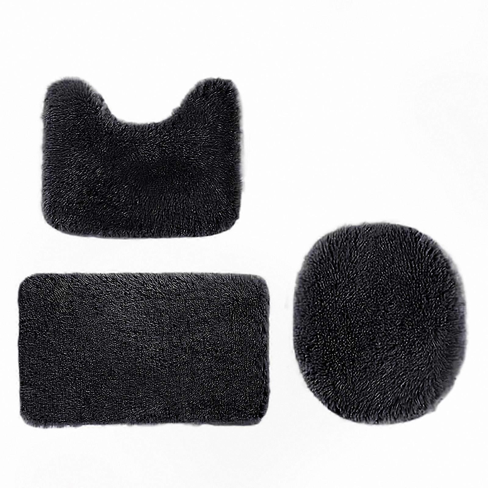 Set of 3 Non-Slip Bath Mats with Solid Colors for Bathroom Floors