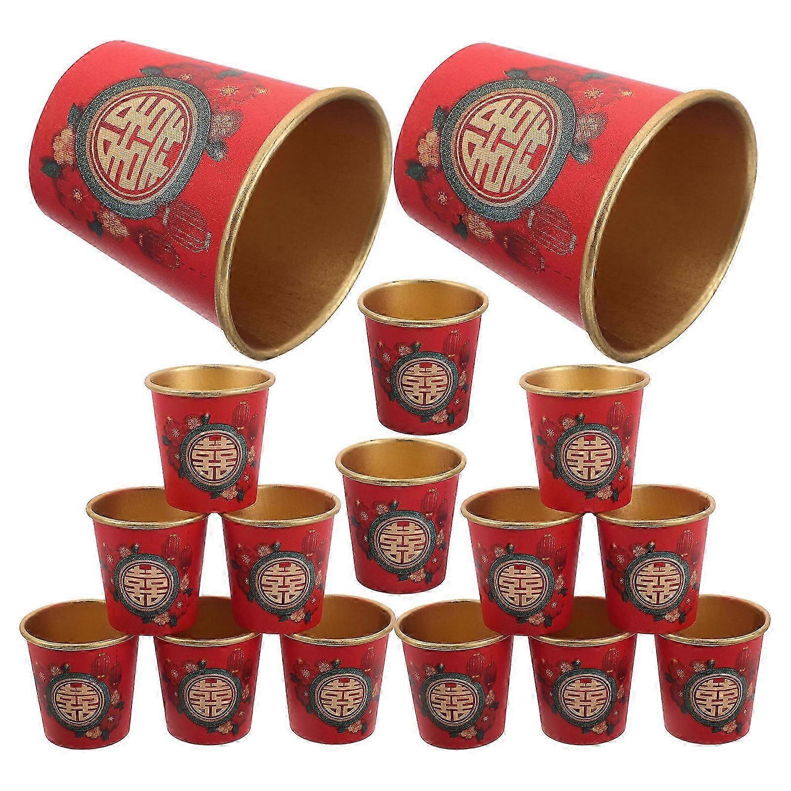 Disposable Mini Paper Cups for Family Gatherings No Folding or Leaking Square Shape Red 50Pcs