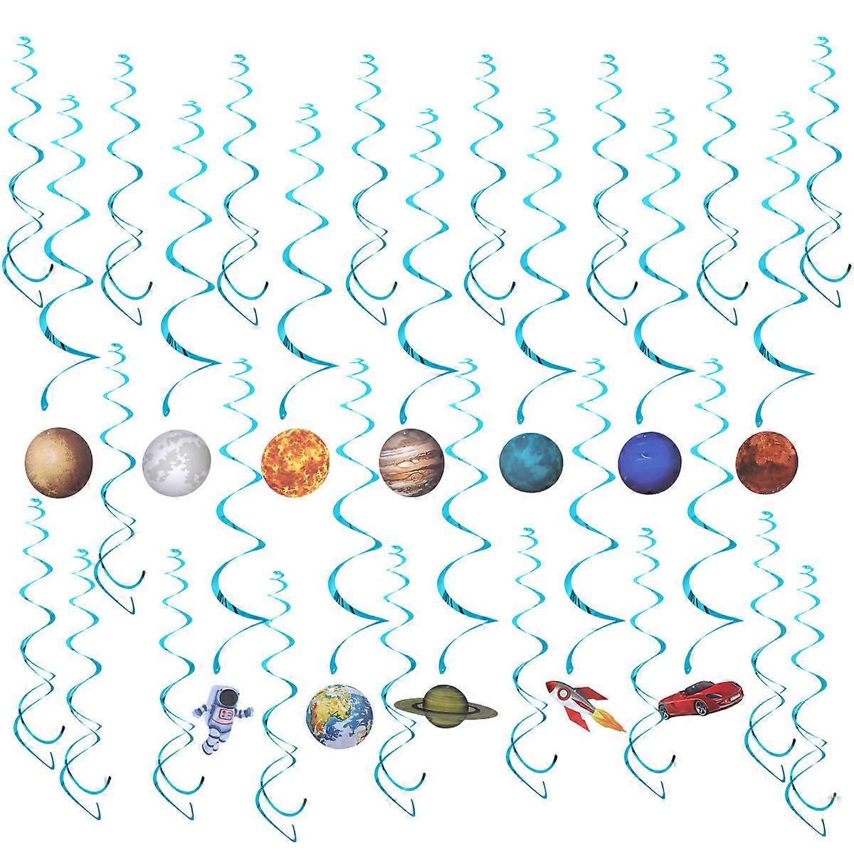 Assorted Color Outer Space Style Swirl Hanging Decorations For Home Bar Party Occasion 30Pcs