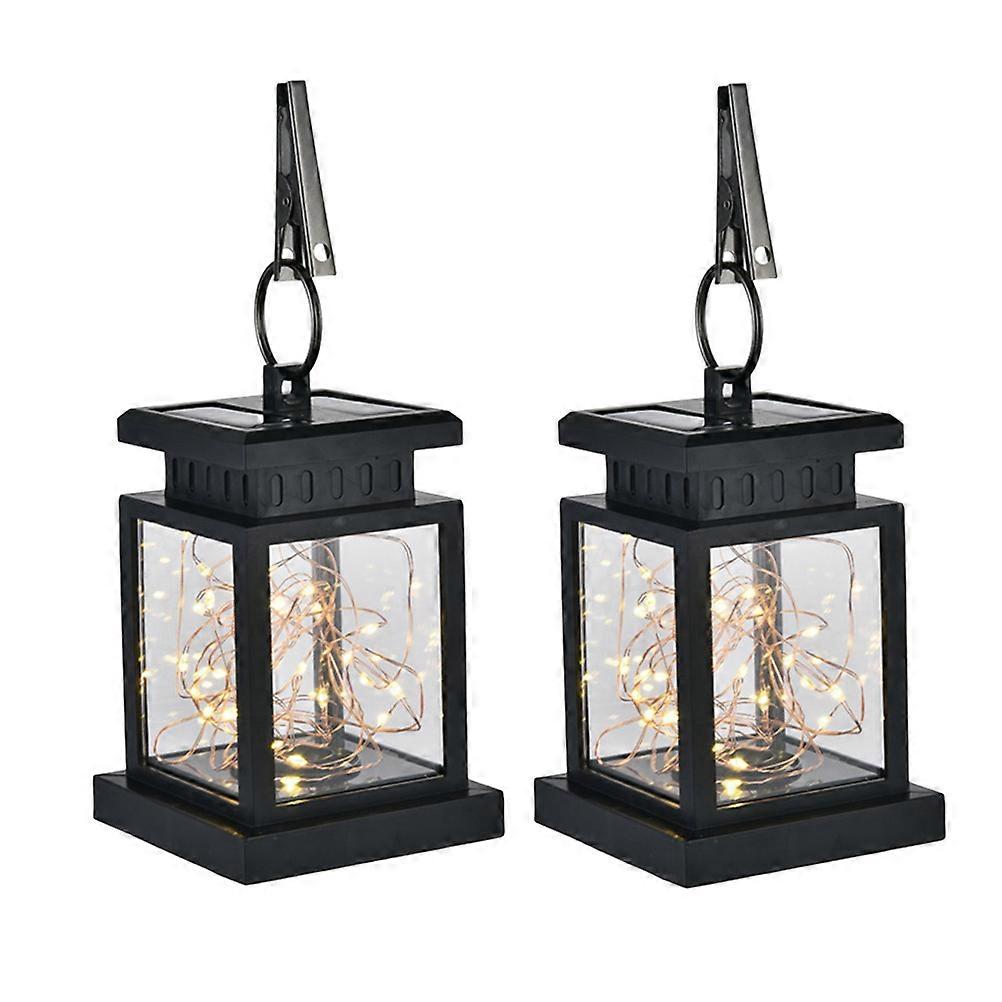 Solar Powered Outdoor LED Light for Illumination 2Pcs Vintage Waterproof Hanging Lamp