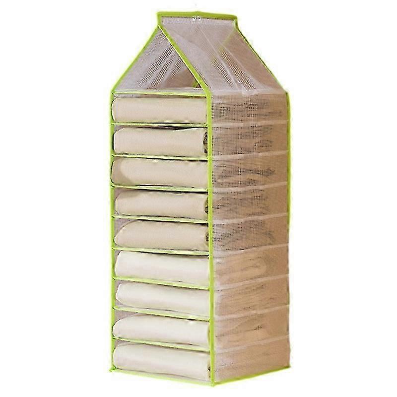 Type C hanging closet organizer with 9 shelves for wardrobe storage