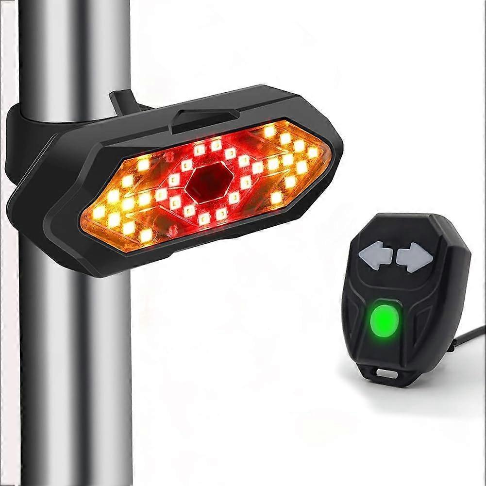 Bike Tail Light - Turn Signals, Wireless Remote Control(Black)