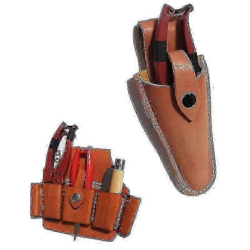Leather Holster Case with Snap Buckle for Pruning Shears, Brown Design for Garden Tools
