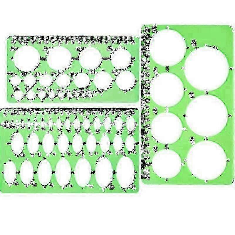3pcs Circular Template Measuring Geometry Ruler Tw
