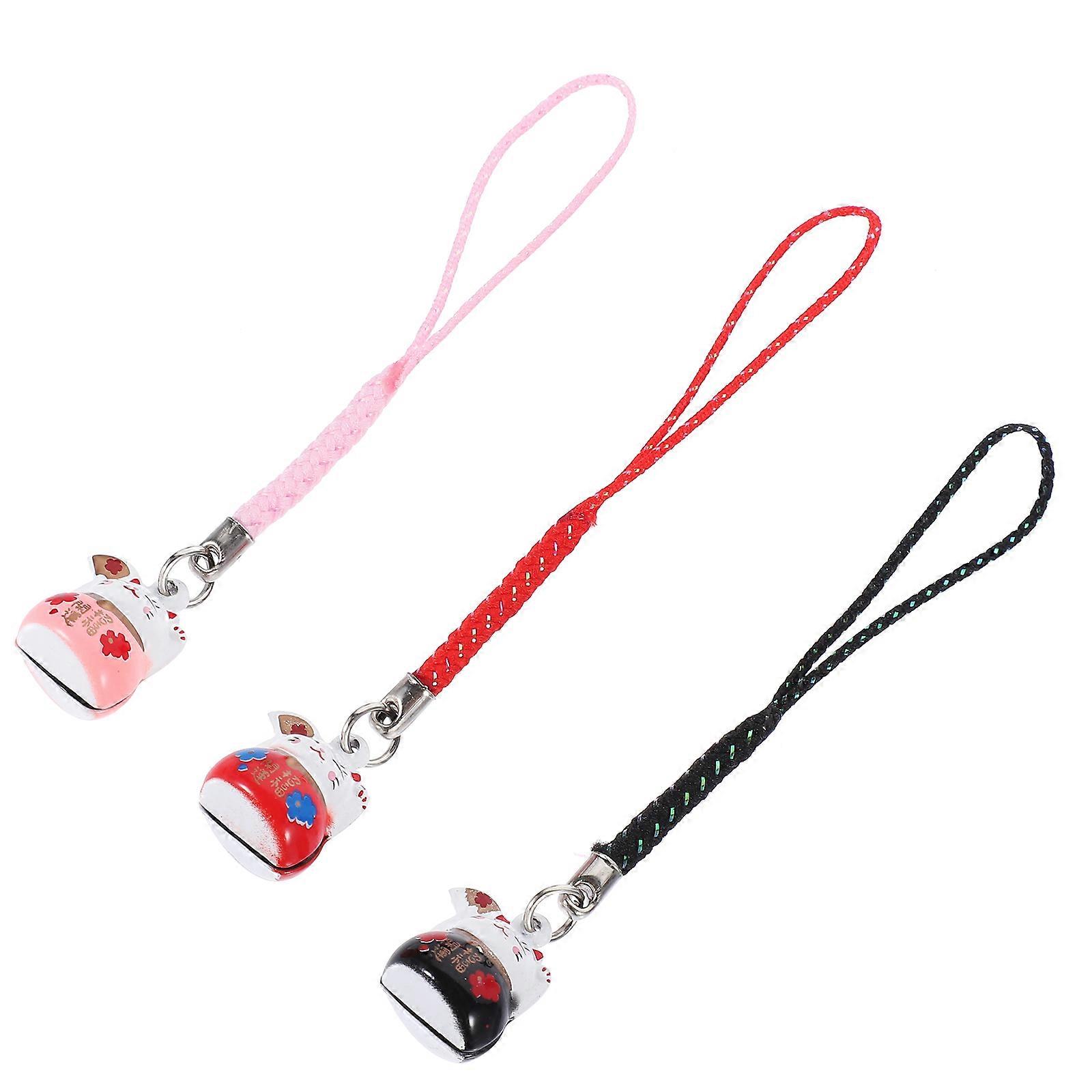 Fortune Cat Keychain 3Pcs Lanyard For Phone Accessories Gifting Purpose Cute Design