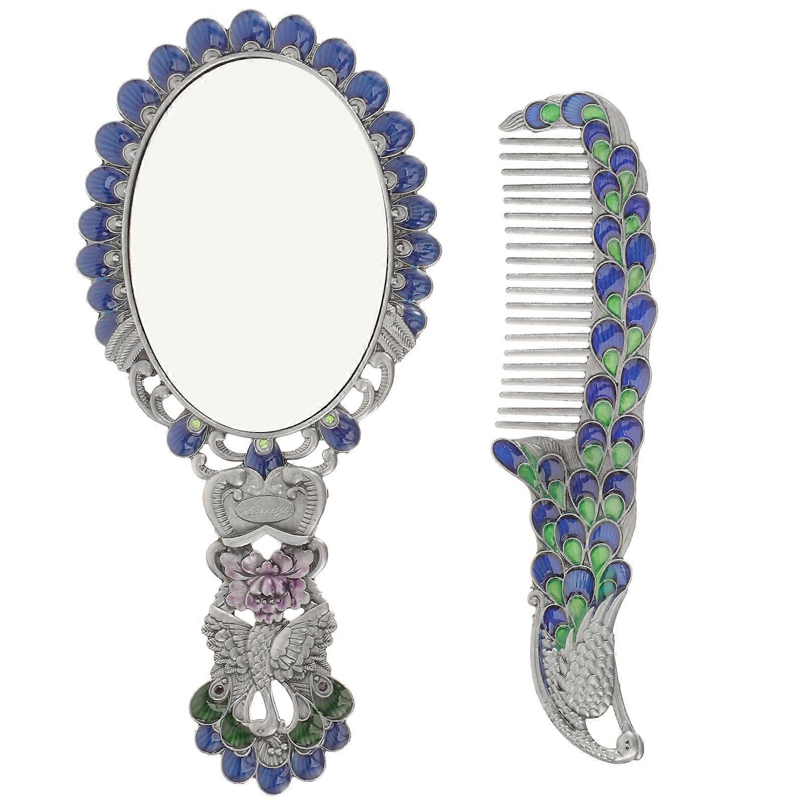 Hand Mirror Vintage Metal Makeup Mirror for Home Use 1Set