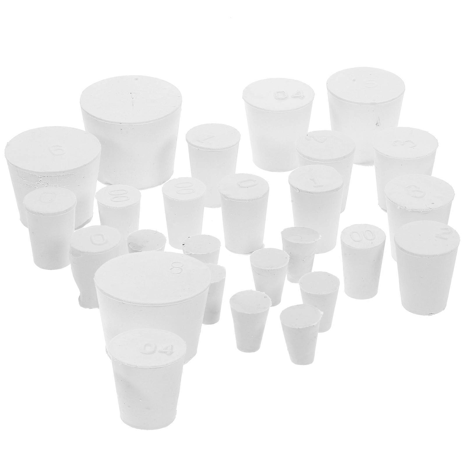 Rubber Sealing Plugs Round Tube Rubber Plug Scientific Research White Material Prevent Leakage 26Pcs